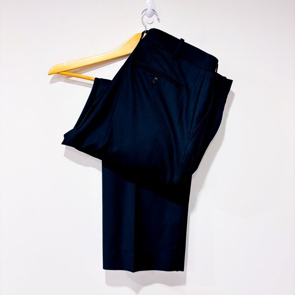 BETENLY | Navy wool dress pants men | Tailored suit trousers | Size 38 * - Picture 10 of 11
